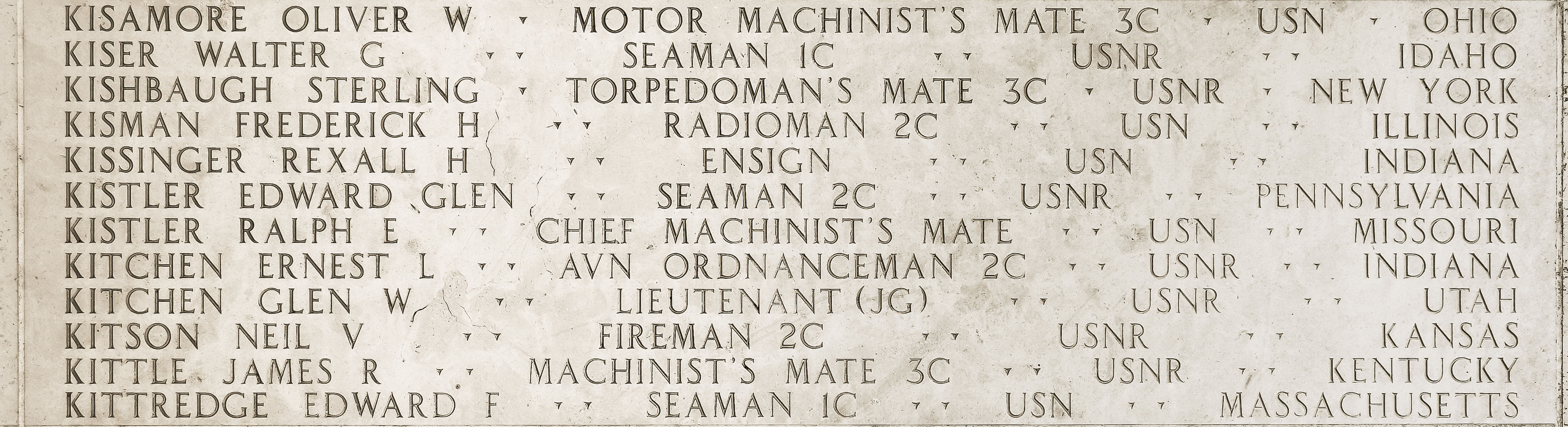 Ernest L. Kitchen, Aviation Ordnanceman Second Class